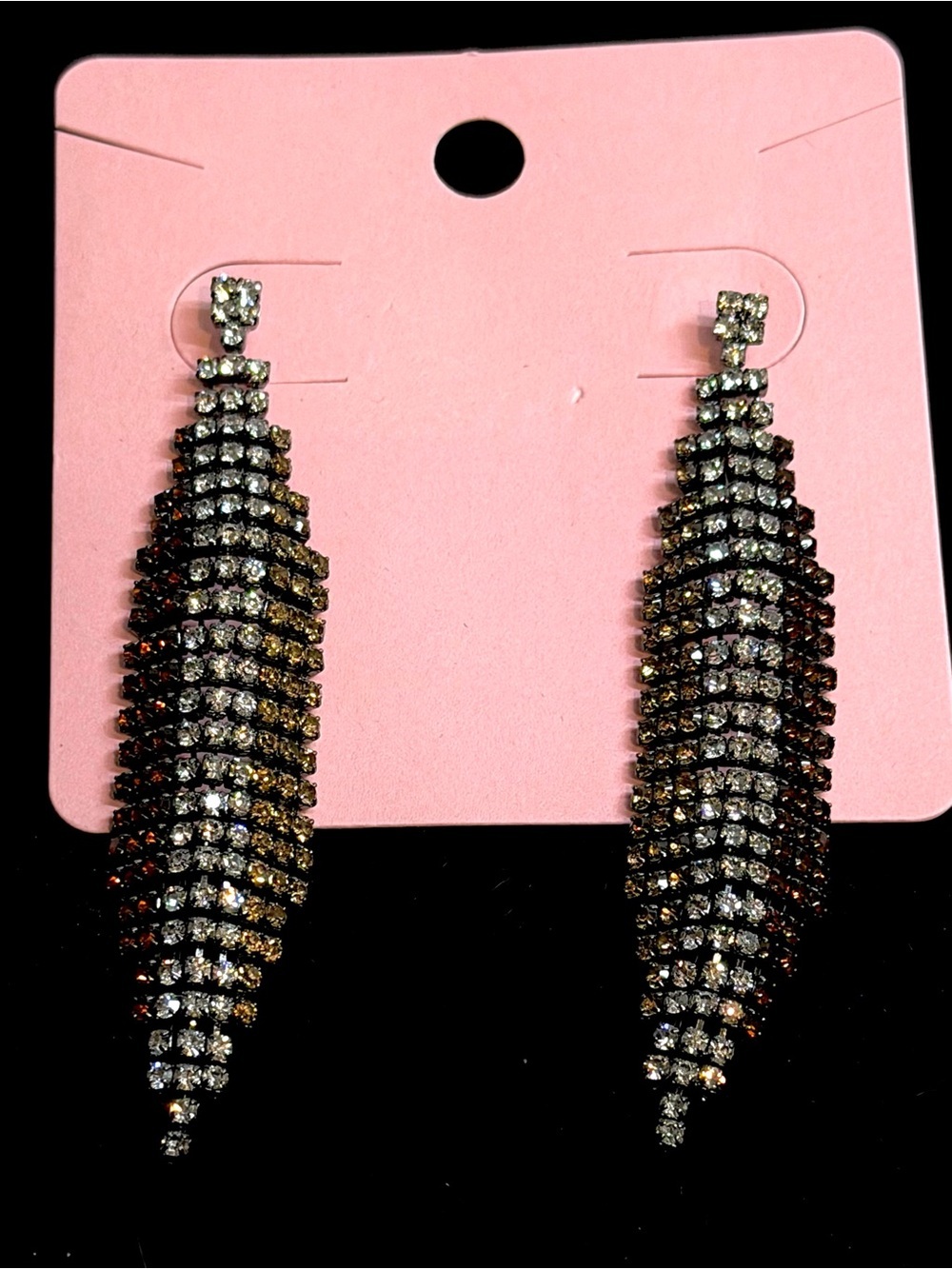 Rhinestone Cascade Earrings – Silver Tone Sparkly Drops